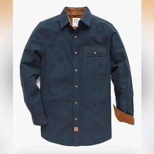 🔥Dubinik® Mens Navy Flannel Long Sleeve Brushed 100% Cotton Shirt Sz S EUC